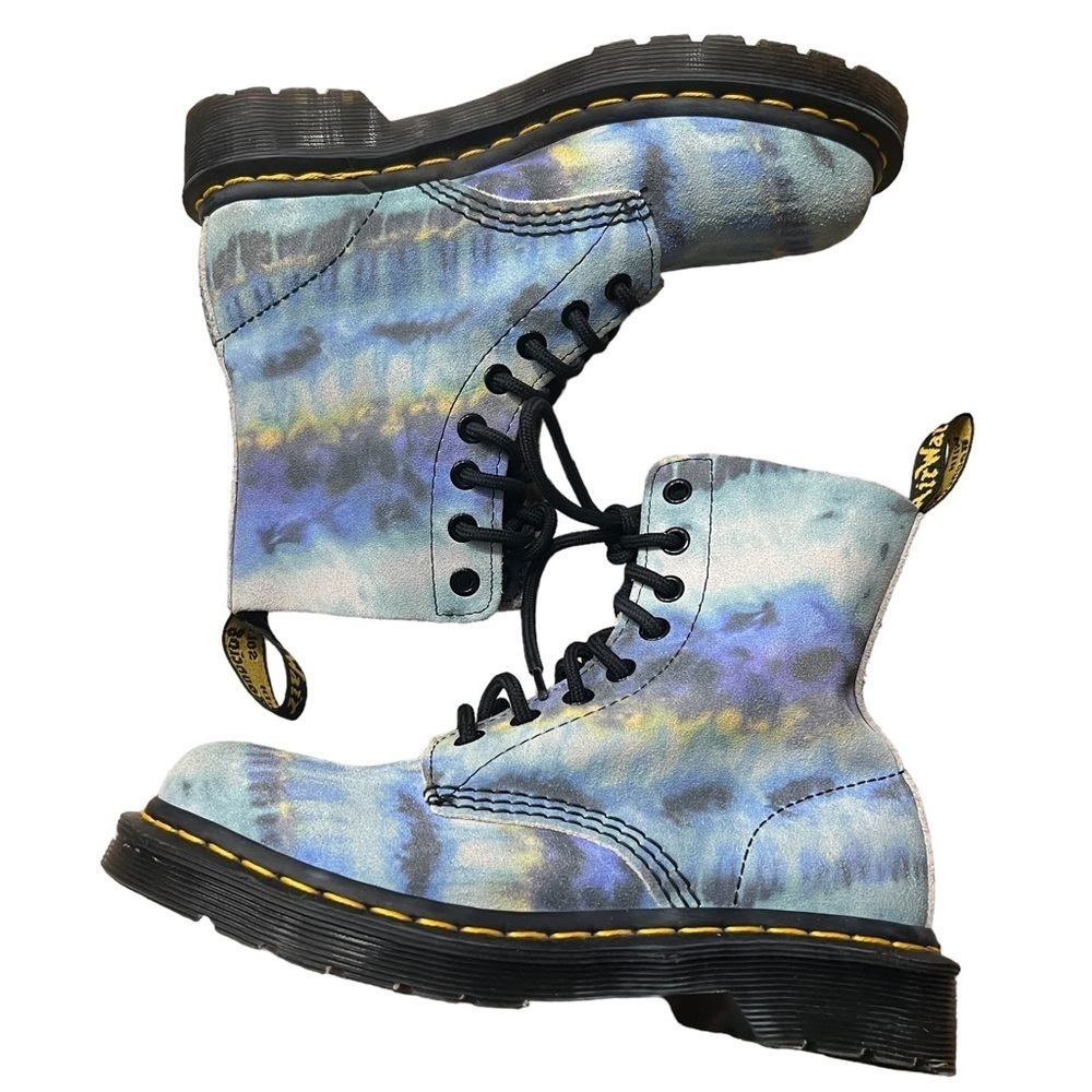 DR. MARTENS 1460 Pascal Blue Summer Tie-dye Tumbled Boots Size 5 — Worn 1X